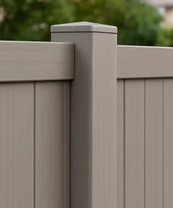5 Inch x 5 Inch x 16 Foot Vinyl Fence Post in Ash – Standard Blank Structural Support for Residential and Commercial Fencing in-use