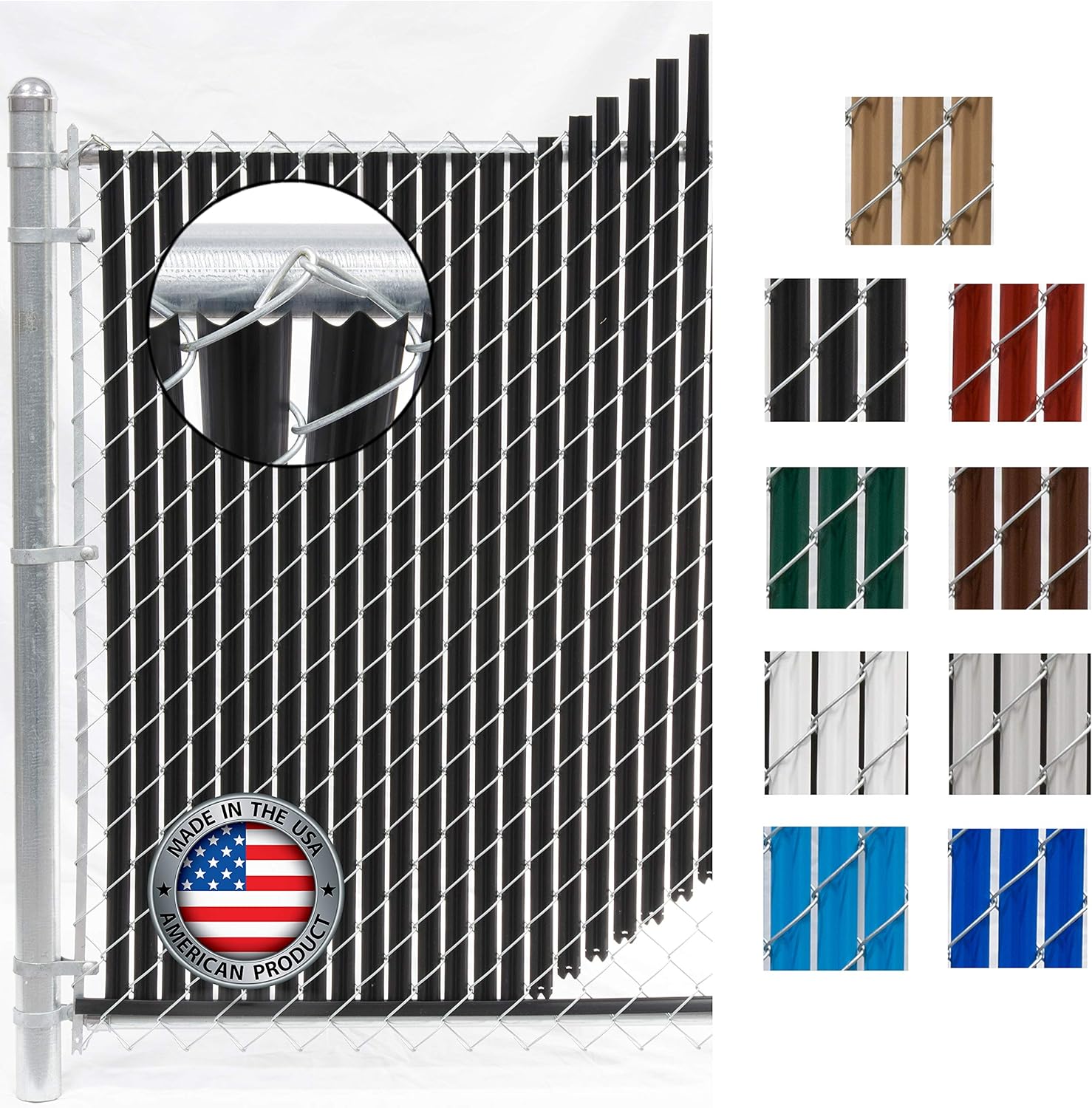 Black Bottom Lock Privacy Slat for 72 Inch High Chain Link Fence