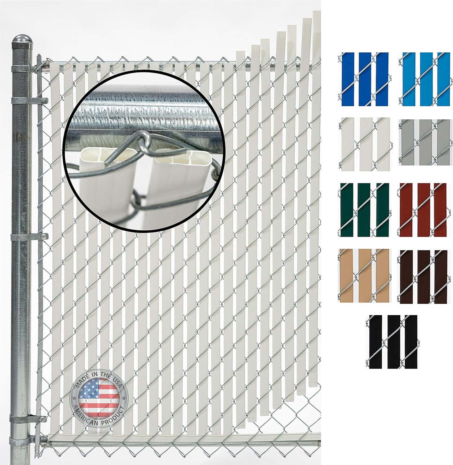 White 48 Inch Bottom Lock Privacy Slat for Chain Link Fence